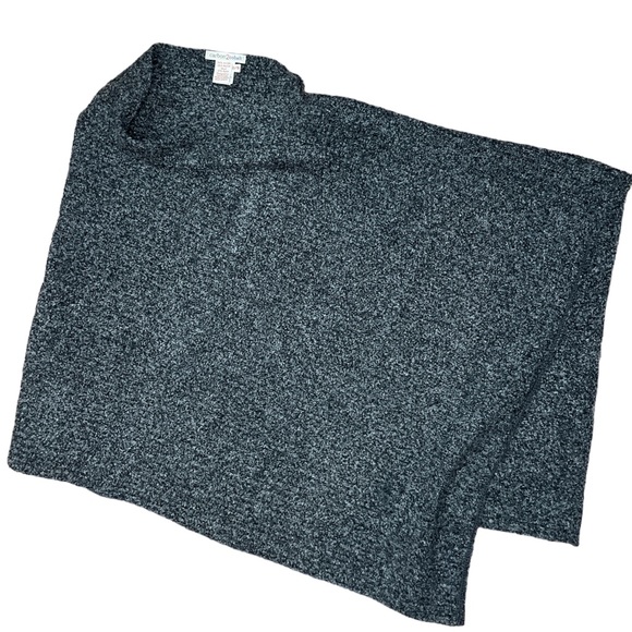Carbon 2 Cobalt Womens One Size Merino Wool Blend Knit Poncho Sweater Dark Gray‎ - Picture 1 of 7